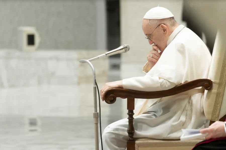 Pope Francis gives his Wednesday general audience in the Vatican's Paul VI Hall on Aug. 4, 2021.?w=200&h=150